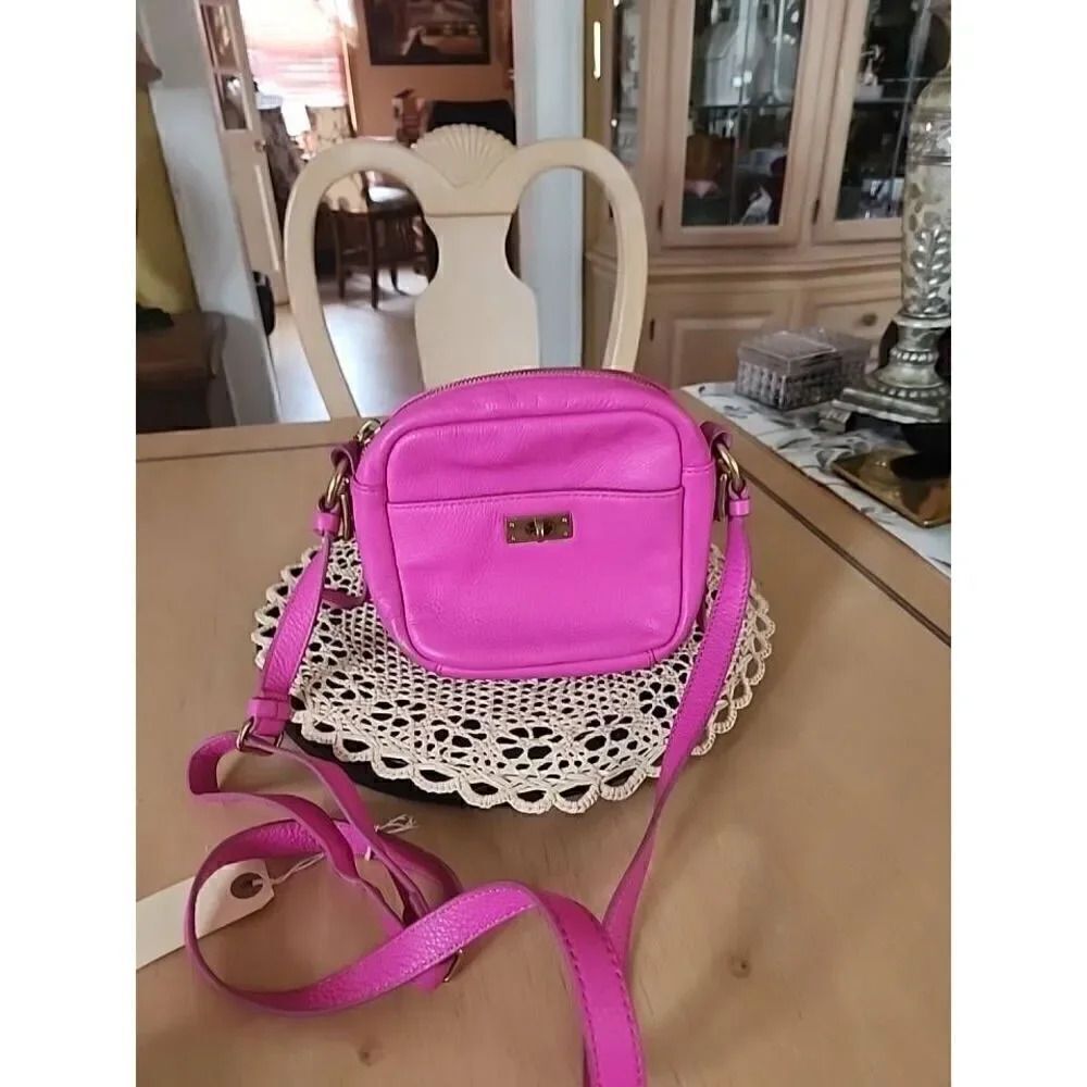 J crew hot pink pebble leather crossbody bag